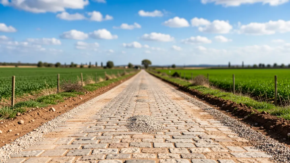 Generic image of a rural road in Andalusia undergoing repair work.