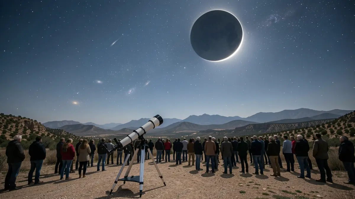 Imagen del eclipse solar visible desde el Observatorio Astrofísico de Javalambre en Teruel.