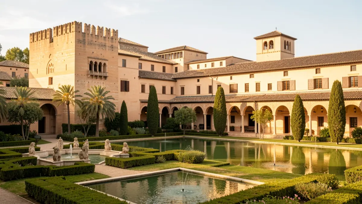 Image of the Partal Palace in the Alhambra of Granada during a tribute.
