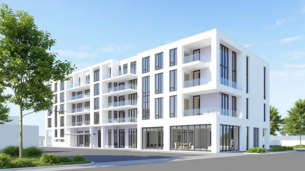 Imagen de un edificio moderno, representando el nuevo cuartel de alojamientos.