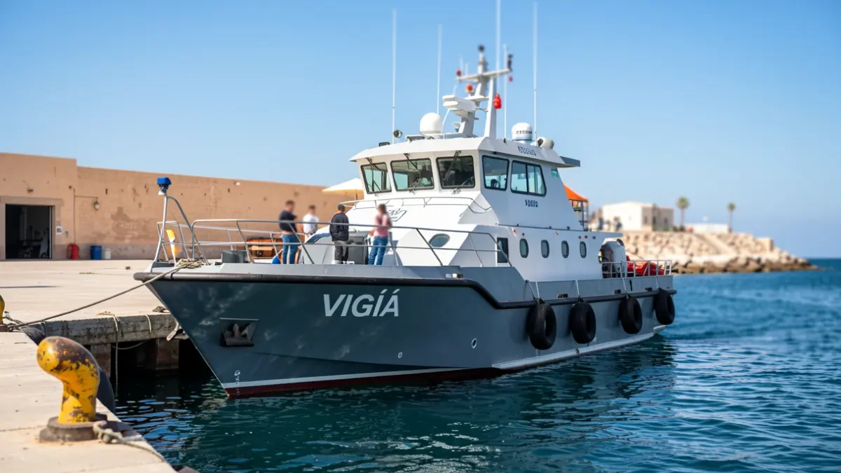Imagen del patrullero 'Vigía' de la Armada española atracado en Melilla.