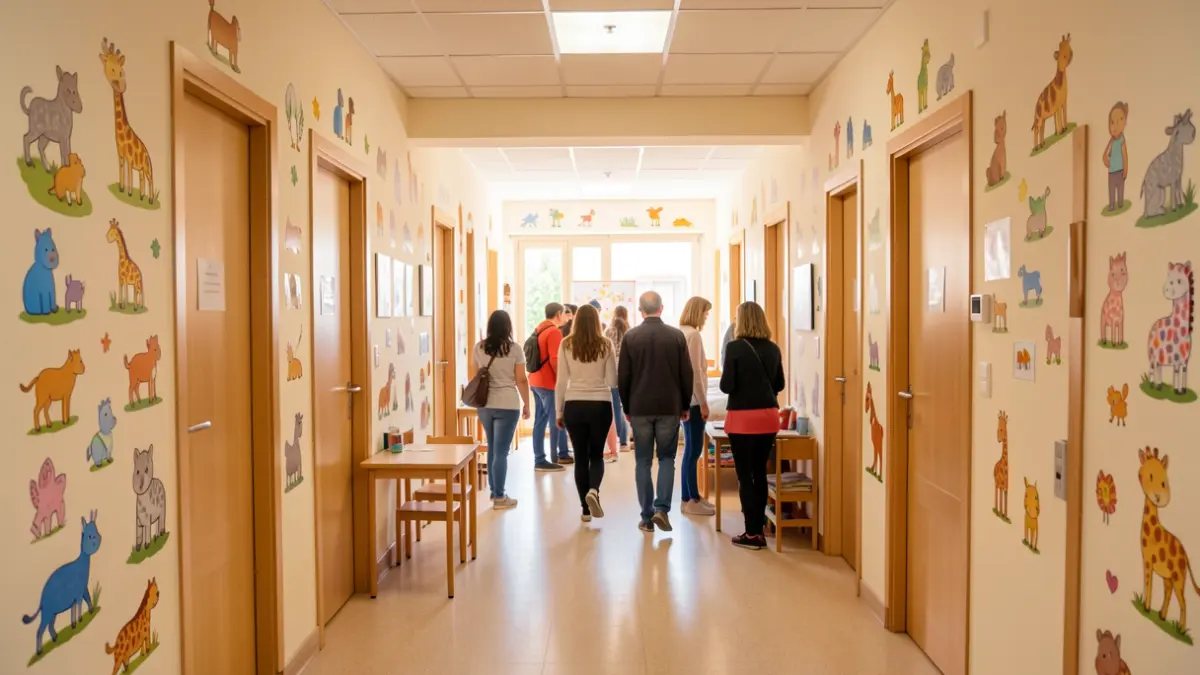 Generic image of a pediatric ward interior decorated with children's vinyl stickers.