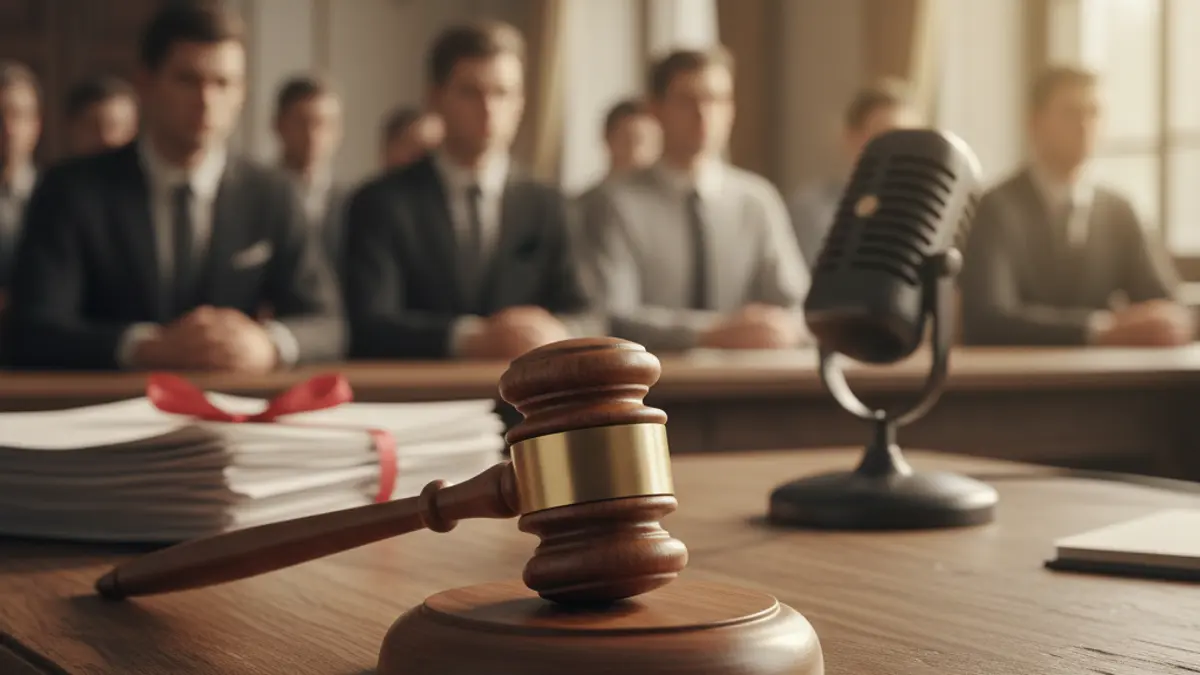 Generic image of a judge's gavel on a desk in a courtroom.