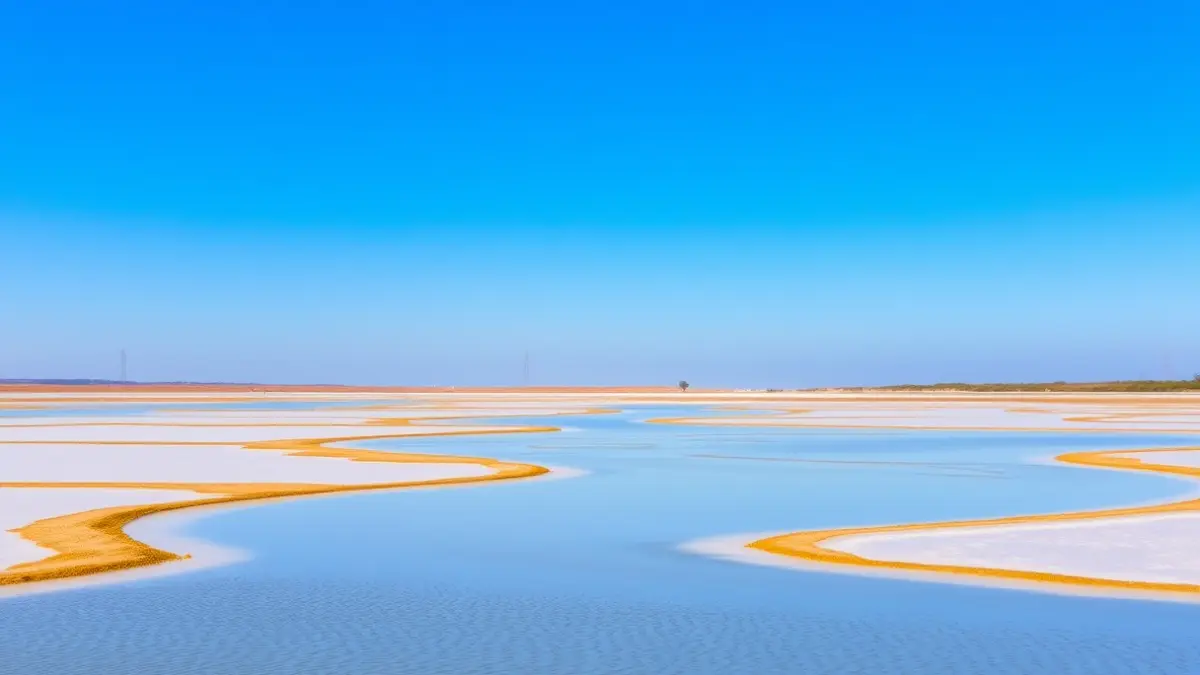 Imagen de las salinas y esteros de la Bahía de Cádiz, un paisaje natural y económico de gran valor.