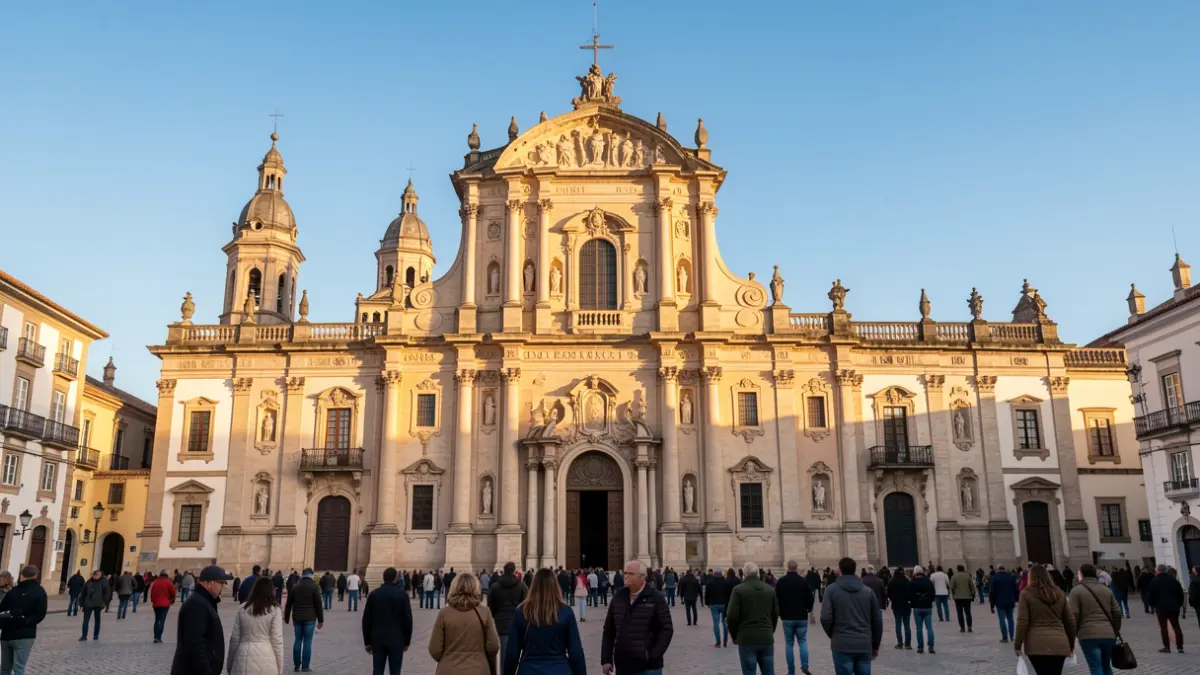 Facade of the Cathedral of Cádiz in the afternoon light.