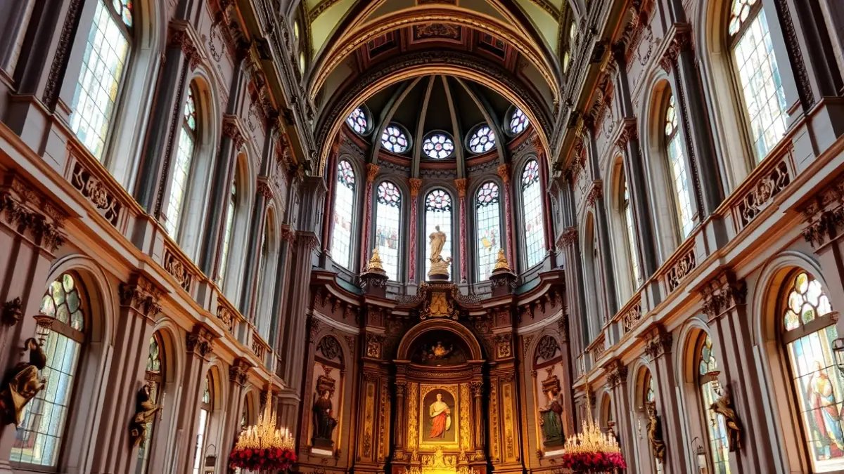 Generic image of a cathedral interior with religious art.