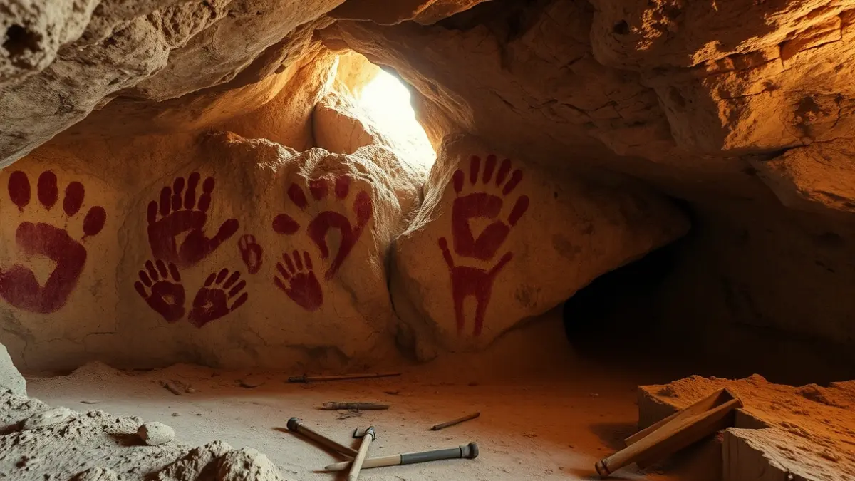 Image of the interior of Ardales Cave with Neanderthal cave paintings.
