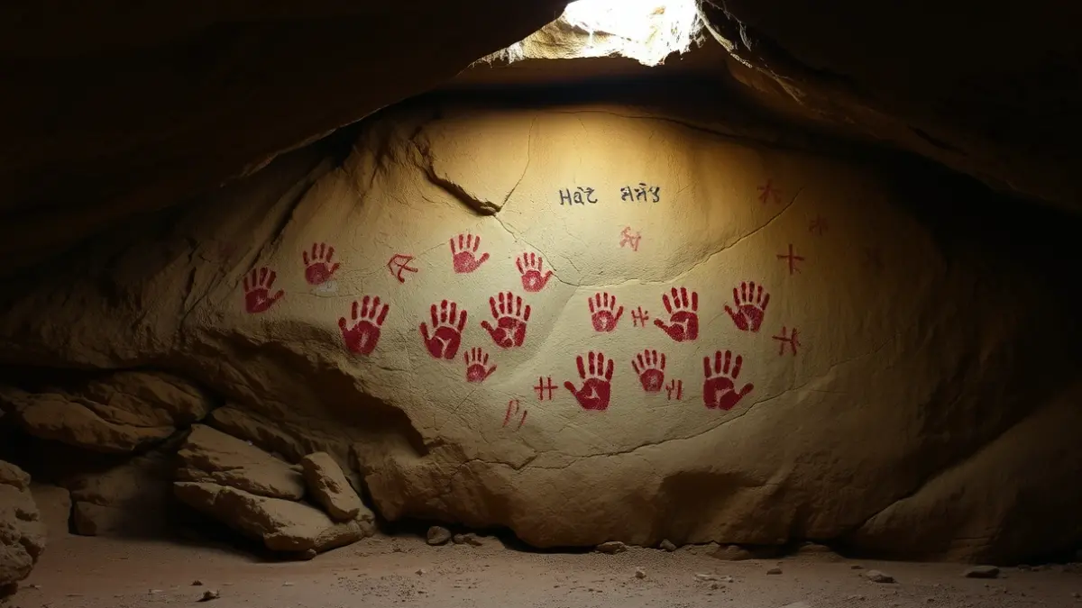 Image of cave paintings in a prehistoric cave
