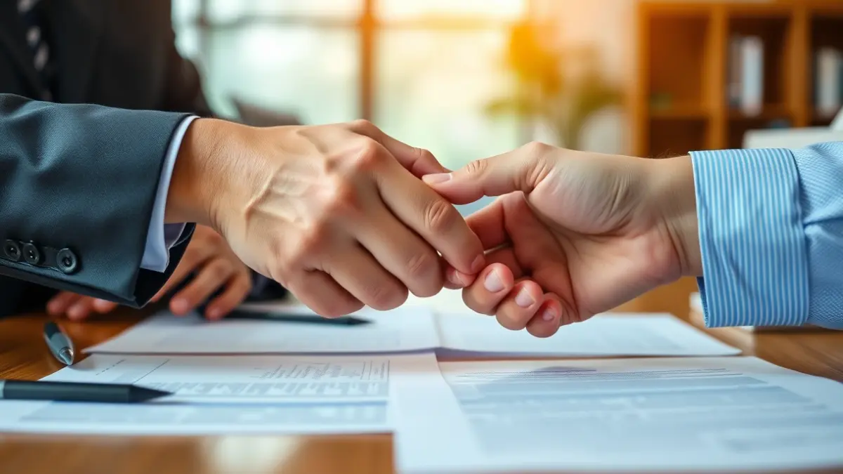 Generic image of a business agreement with two people shaking hands.