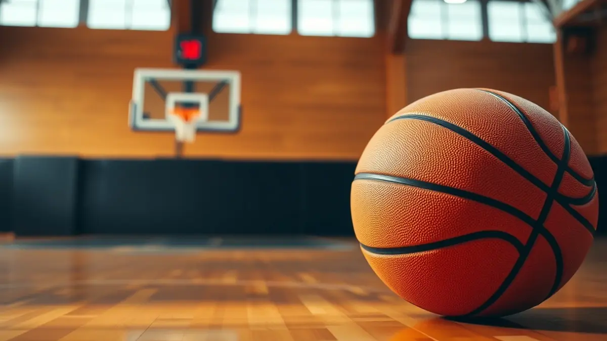 Generic image of a basketball on a court.