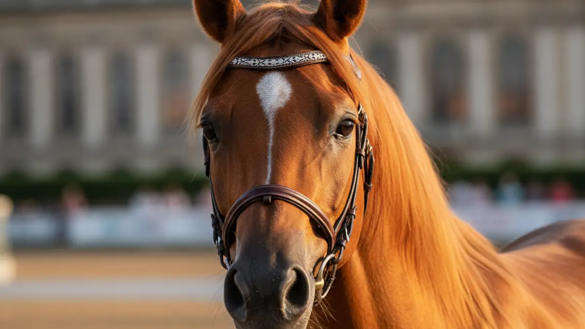 Imagen de un caballo de Pura Raza Árabe durante un concurso morfológico.