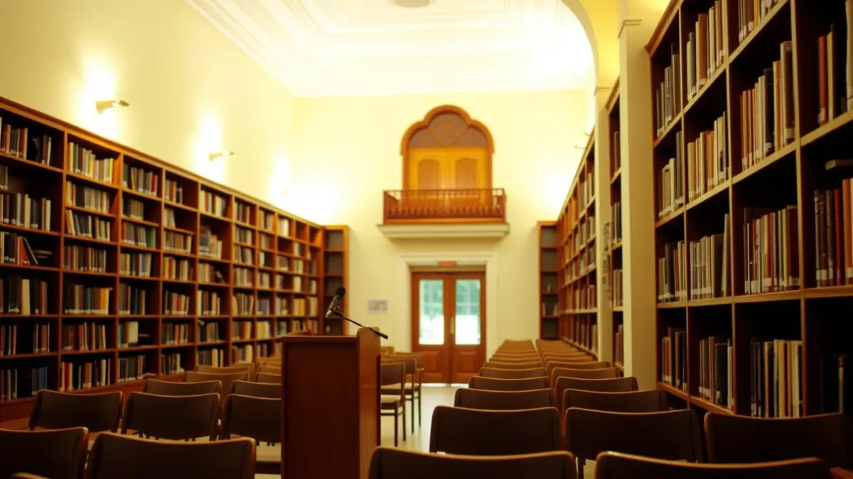 Generic image of a reading or literary presentation setting.