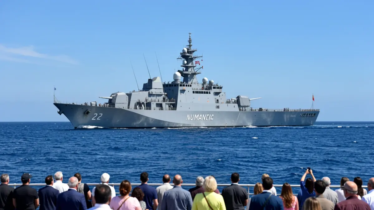 Spanish Navy frigate 'Numancia' sailing in the Mediterranean Sea.