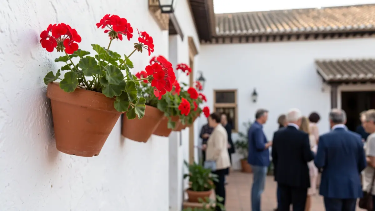 Flores en un patio tradicional de Córdoba durante el mes de mayo.