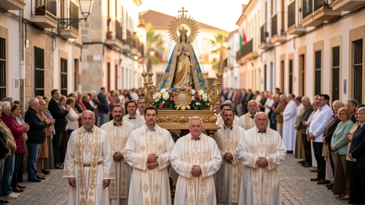 Image of the Rocío brotherhood of Cádiz returning to the city after their pilgrimage.
