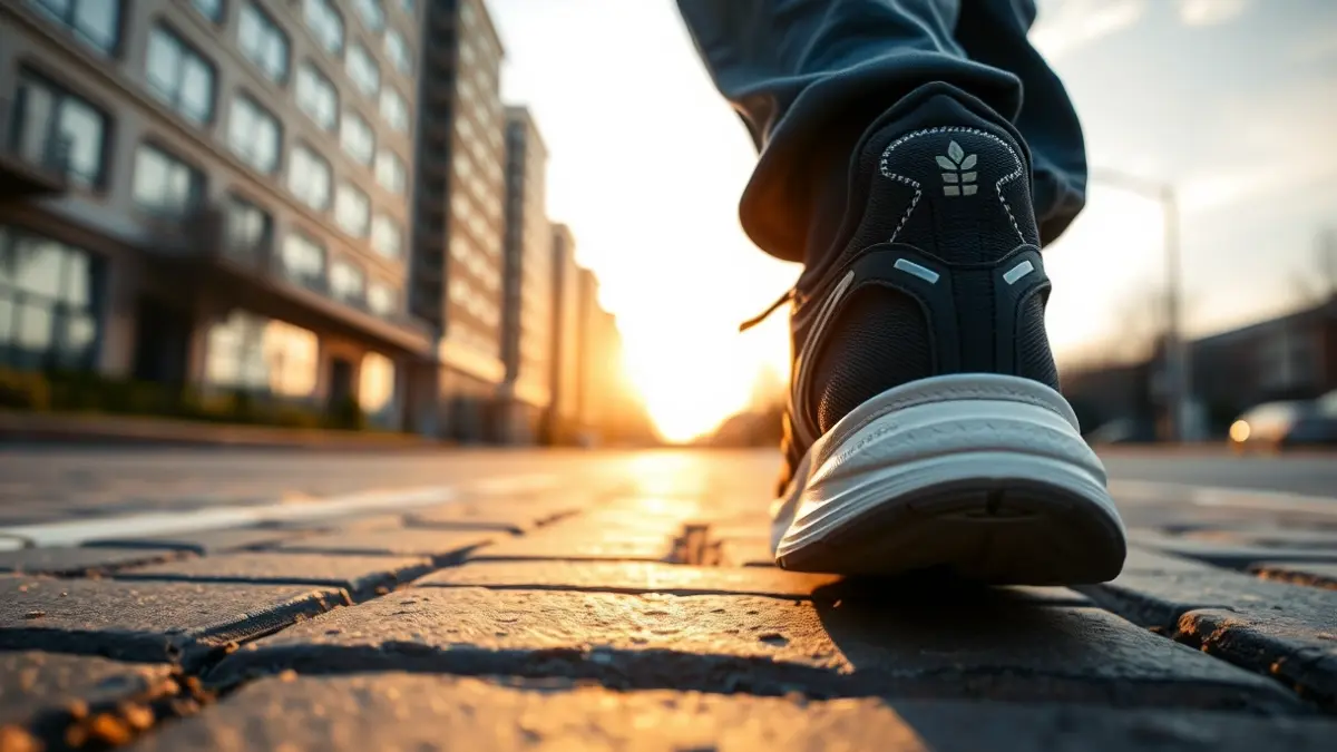 Imagen genérica de una zapatilla de correr en una calle urbana.