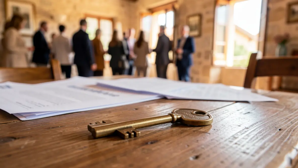 Imagen genérica de una llave de vivienda sobre documentos inmobiliarios.