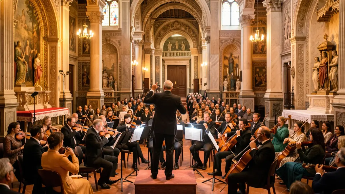 Imagen de la Orquesta Ciudad de Granada actuando en una iglesia andaluza.