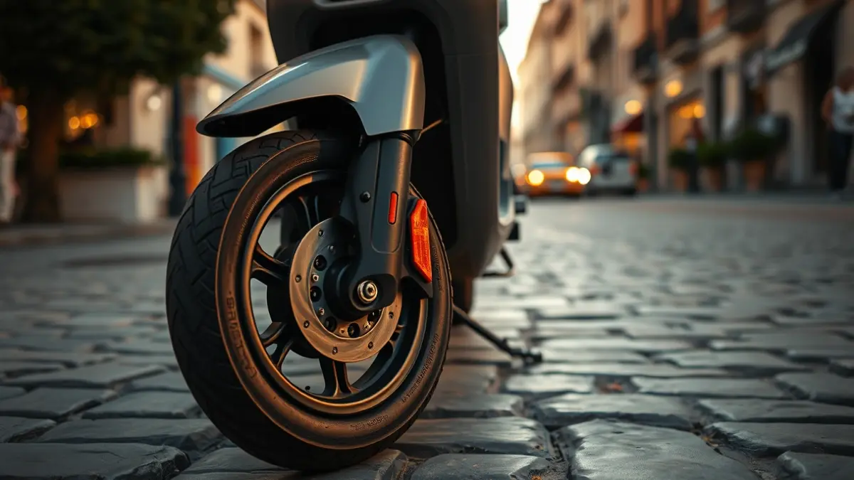 Generic image of an electric scooter parked on a sidewalk.