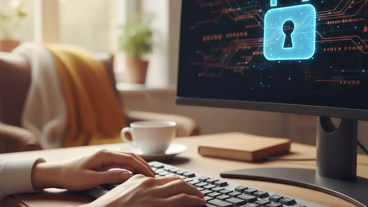 Generic image of internet security, with a keyboard and a padlock icon on the screen.