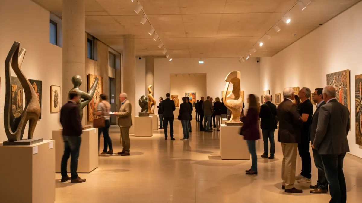 Generic image of the interior of a modern cultural center in Andalucía with art exhibitions.
