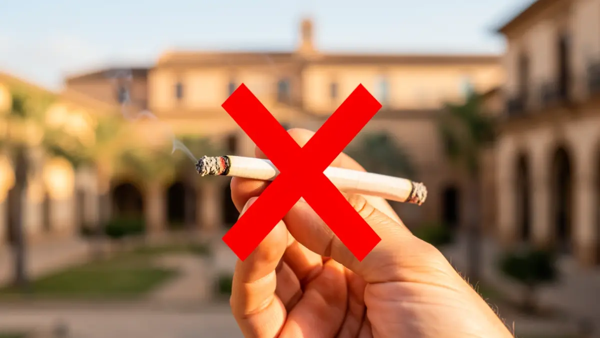 Imagen genérica de una mano con un cigarrillo tachado, simbolizando la prevención del tabaquismo.
