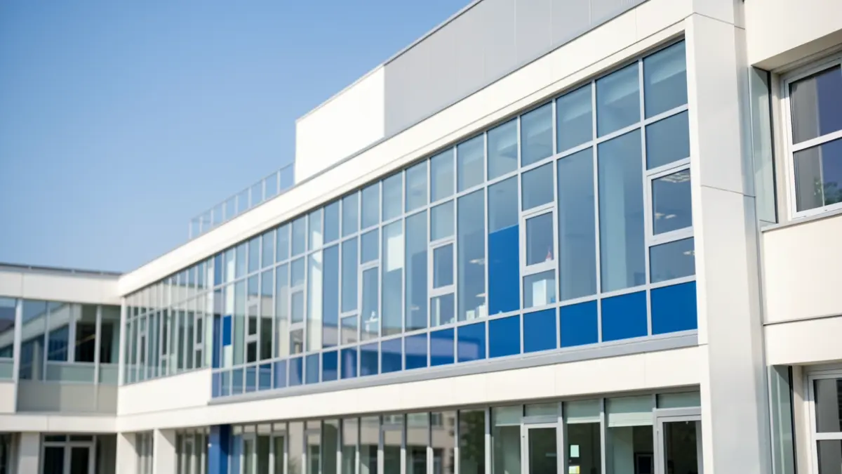 Imagen genérica de un edificio universitario moderno con enfoque en la innovación.