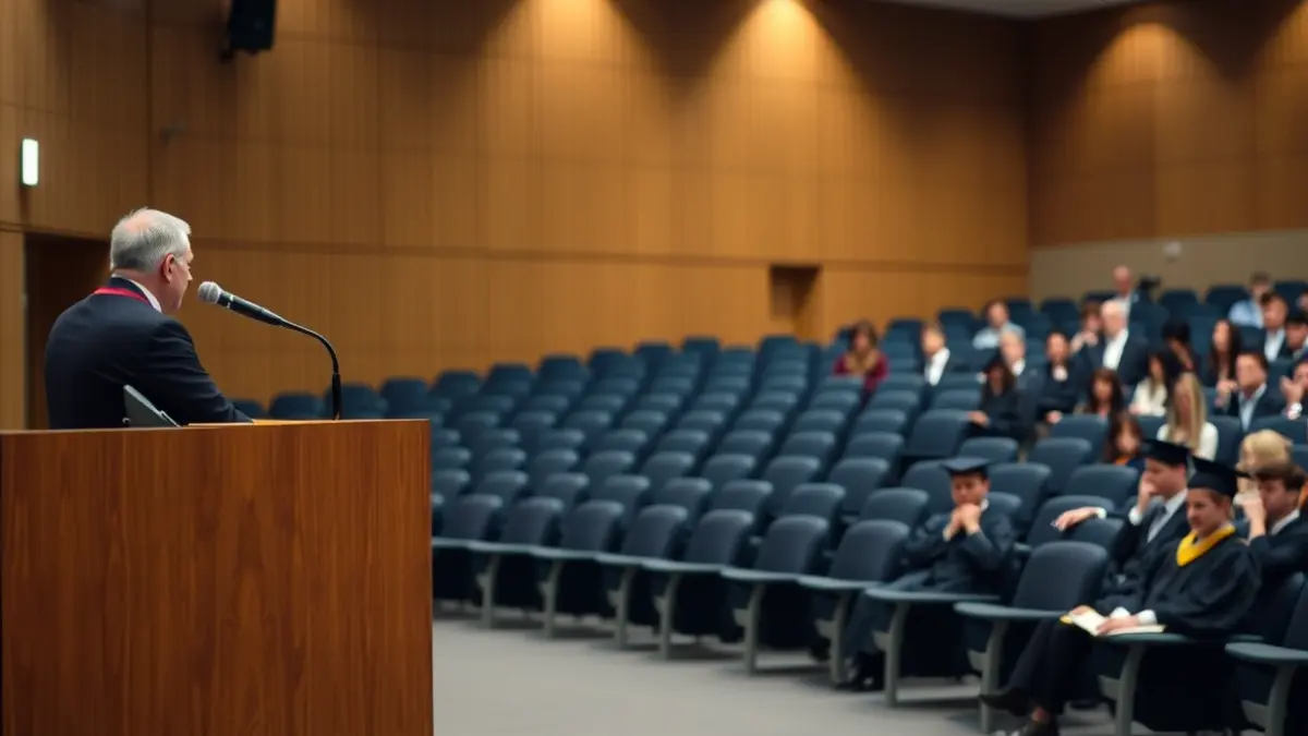Generic image of an academic ceremony in a university auditorium.