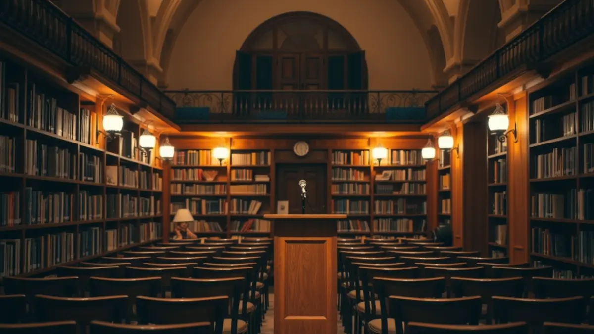 Imagen genérica de un espacio de proyección o sala de conferencias en una universidad.