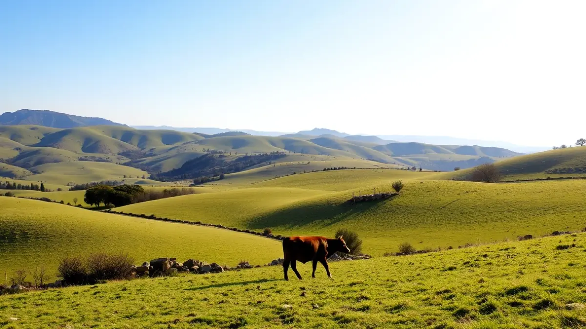 Imagen de una vaca en un entorno rural andaluz.