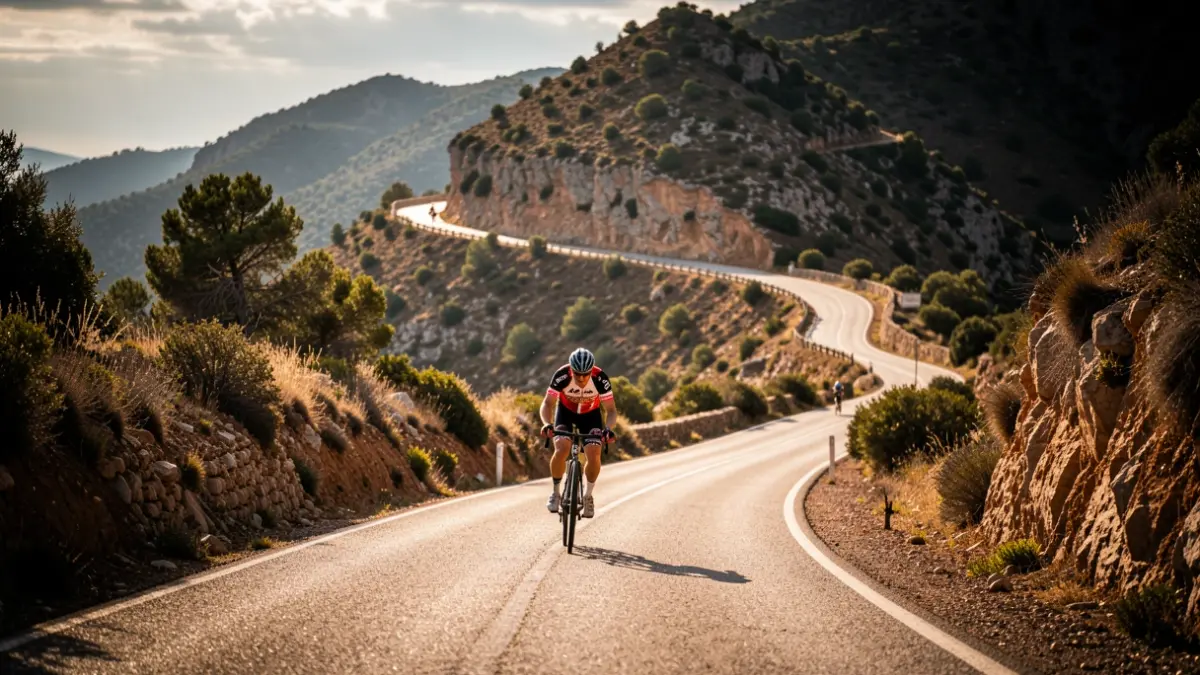 Image of the ascent to Alto de la Pandera during a stage of La Vuelta a España.