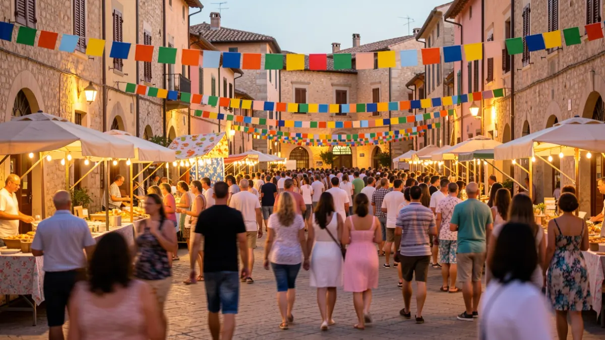 Imagen genérica de una plaza de pueblo andaluz durante una fiesta de verano.