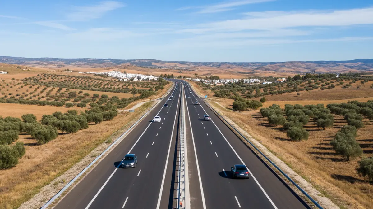 Generic image of a modern, dual-carriageway road under a blue sky.