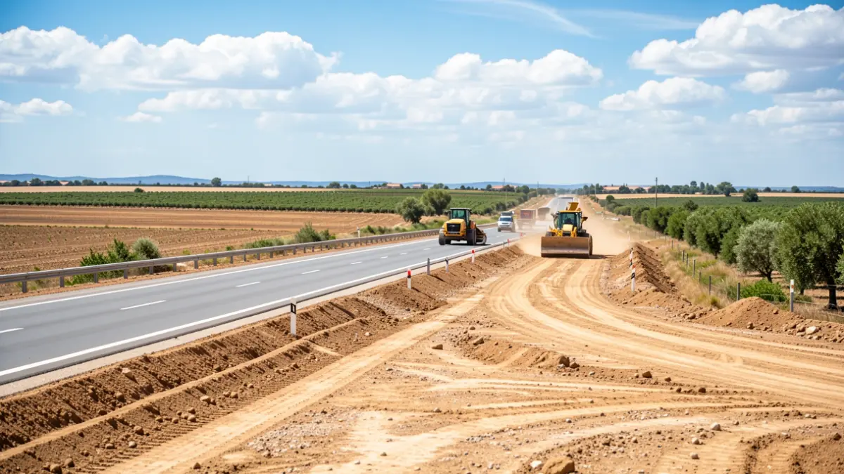 Image of the GR-43 highway extension works in the province of Granada.