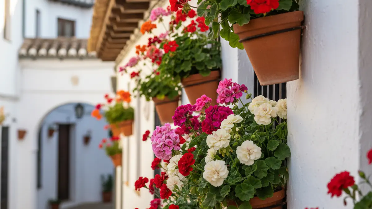 Generic image of a Cordoban patio with flowers.