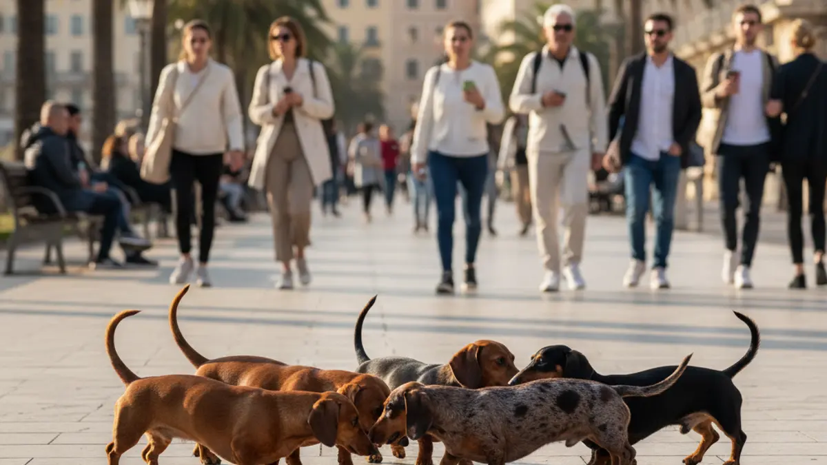 Image of dachshunds in a park in Seville