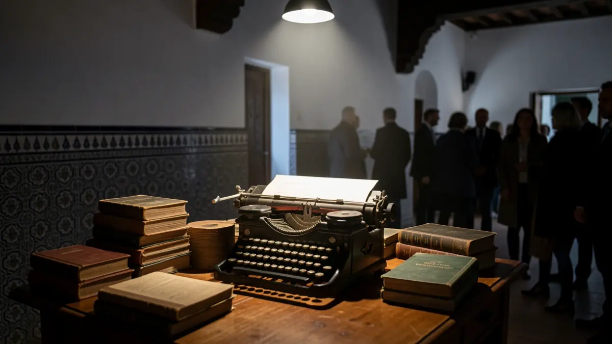 Generic image of an old typewriter on a desk with books, evoking literary creation.