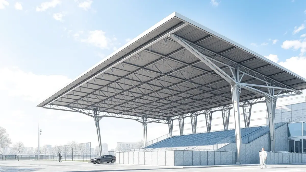 Imagen de un proyecto arquitectónico de un pabellón deportivo.