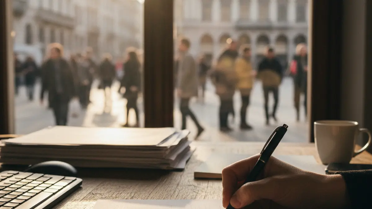 Generic image of a person filling out a form in an office.