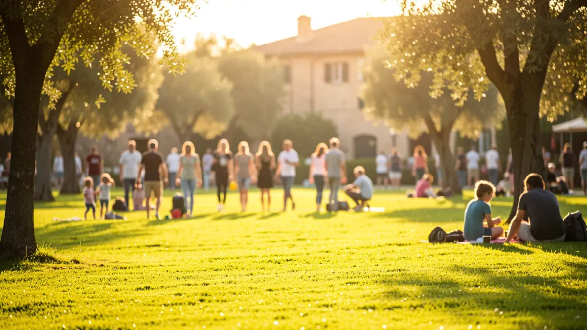 Generic image of a park with families enjoying outdoor activities.