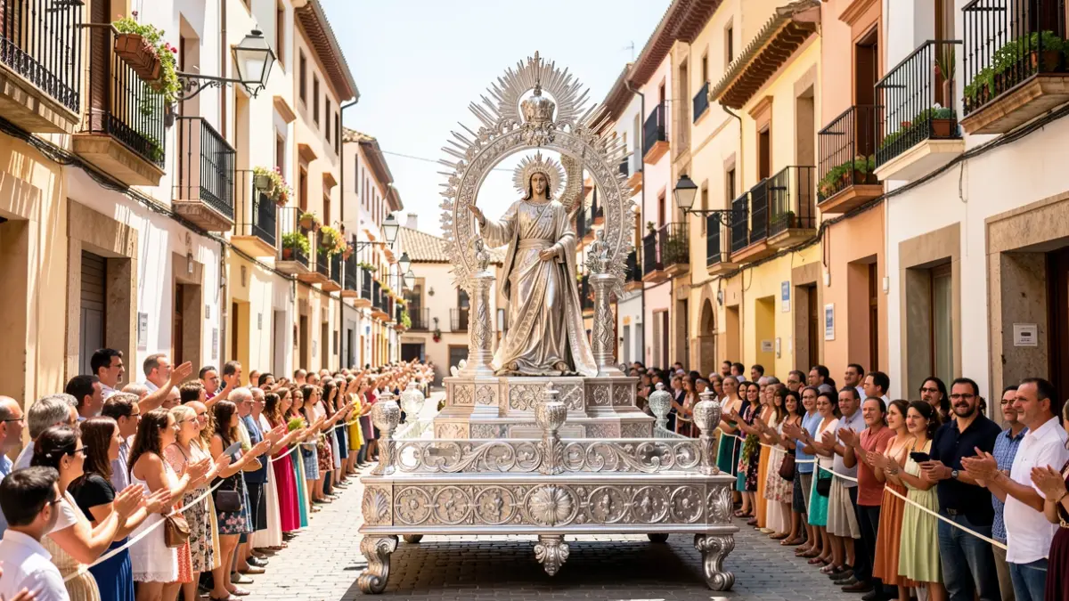 Imagen genérica de una procesión religiosa en Andalucía con multitud de personas.