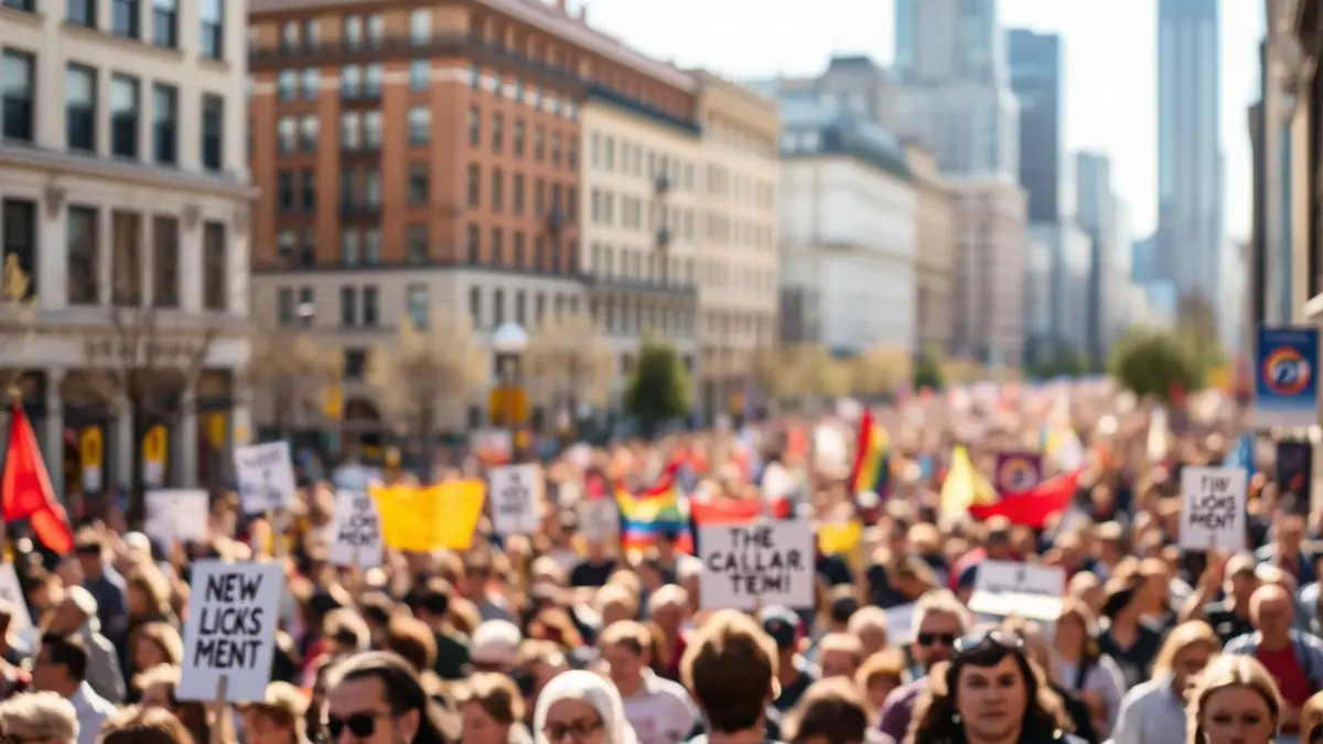 Generic image of a demonstration in a city street.
