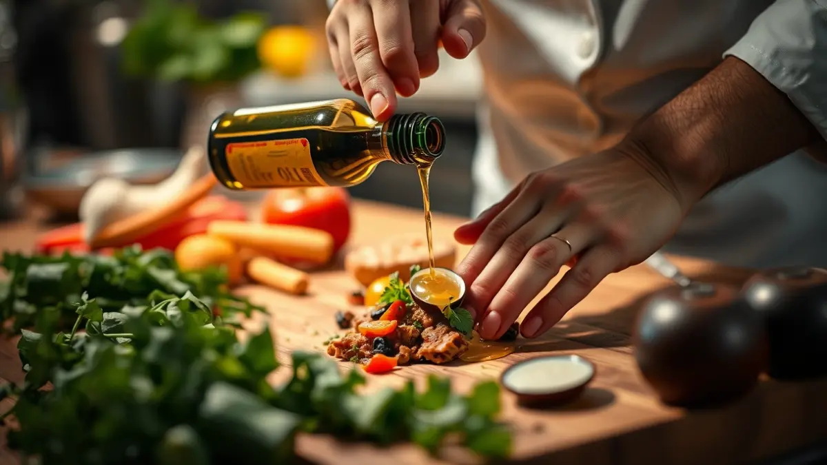 Generic image of a chef cooking with olive oil.