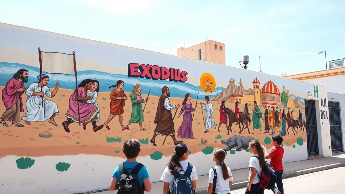 Mural conmemorativo en un instituto de la Cala del Moral, Rincón de la Victoria, que recuerda a las víctimas de la Desbandá de Málaga en 1937.