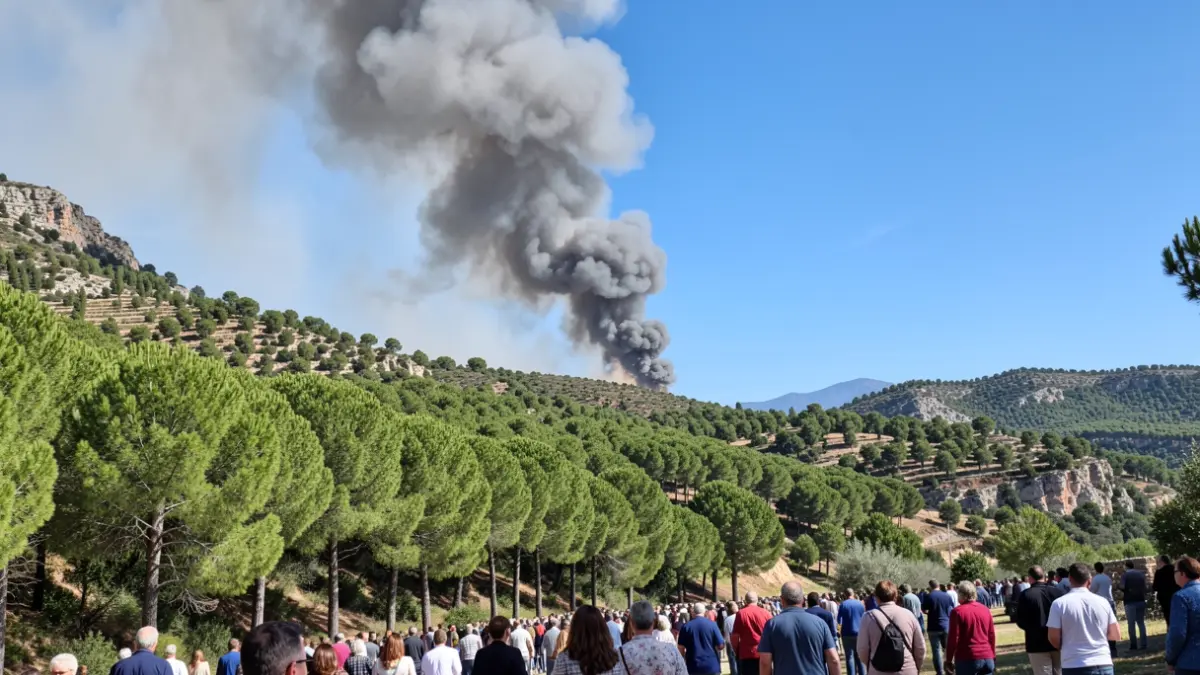 Imagen genérica de humo ascendiendo sobre una ladera de montaña en Andalucía.