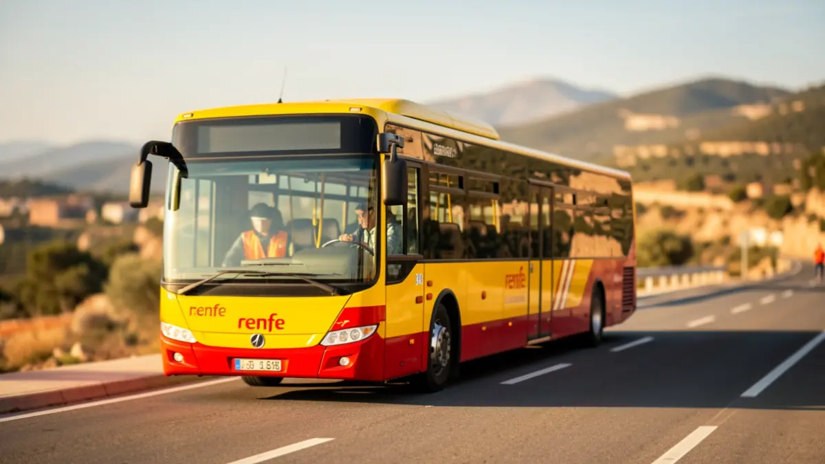 Autobús de Renfe como transporte alternativo por obras en las vías del Cercanías de Málaga.