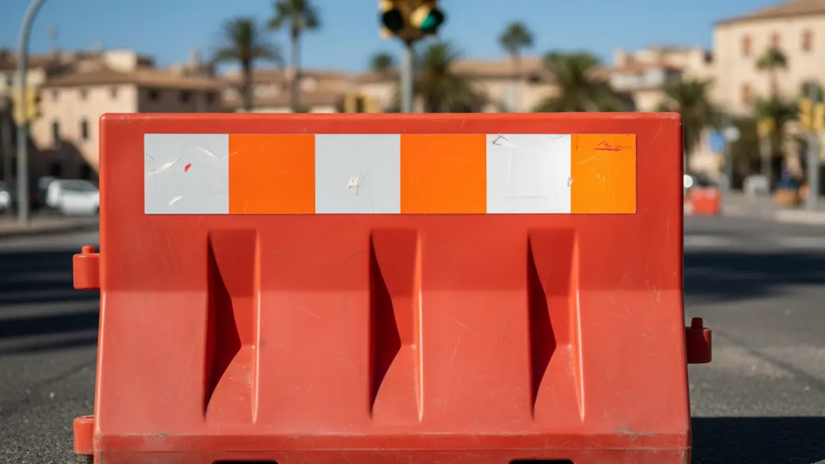 Imagen genérica de una barrera de obras en una carretera.