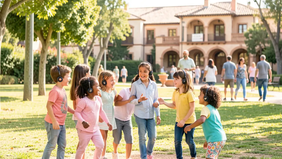 Imagen genérica de niños jugando en un parque inclusivo en Andalucía.