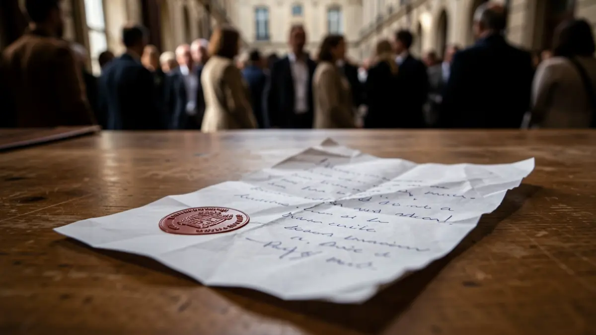 Primer plano de un documento judicial con un sello.