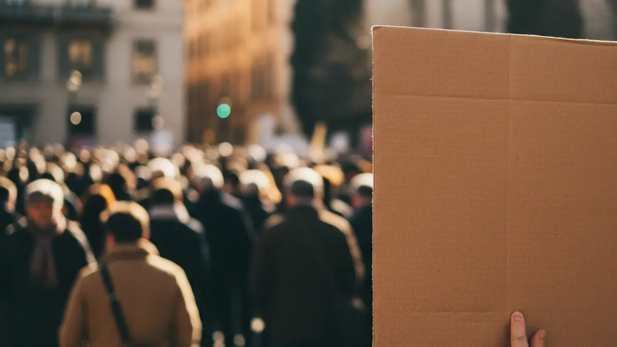 Generic image of a demonstration or protest with signs.